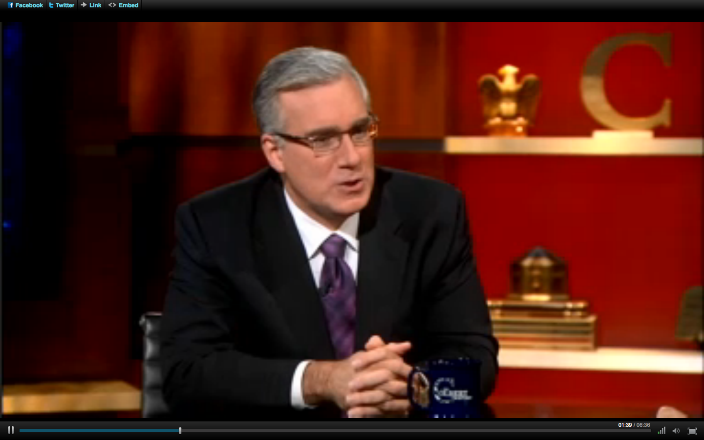 Keith Olbermann on Wednesday night's "Colbert Report."