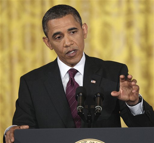 President Barack Obama gestures during a news conference in the East Room of the White House in Washington, Wednesday, June 29, 2011. (AP Photo/Carolyn Kaster) (AP)