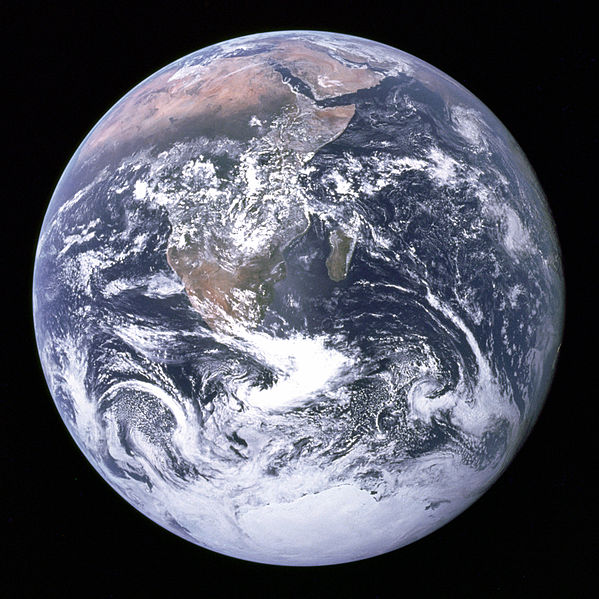 The Atlantic and Indian Oceans, as seen from Apollo 17.
