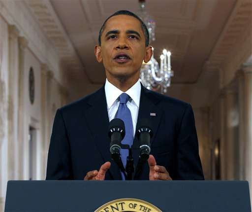 President Barack Obama delivers a televised address from the East Room of the White House in Washington, Wednesday, June 22, 2011 on his plan to drawdown U.S. troops in Afghanistan. (AP Photo/Pablo Martinez Monsivais, Pool) (AP)