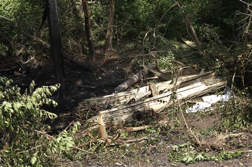 Shown is the scene of an auto accident Monday, June 20, 2011, in West Chester, Pa. West Goshen Township police say Jackass cast member Ryan Dunn and a passenger died after his car left the roadway and burst into flames. (AP Photo/Matt Rourke) (AP)