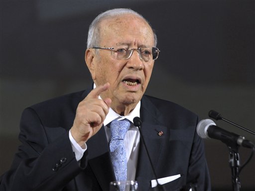 Tunisian Prime Minister Beji Caid Essebsi addresses reporters during a press conference held in Tunis, Wednesday June 8, 2011. Tunisia is delaying its first elections since the ouster of the country's longtime autocratic president, the prime minister announced Wednesday, setting a new date of Oct. 23. (AP Photo/Hassene Dridi) (AP)