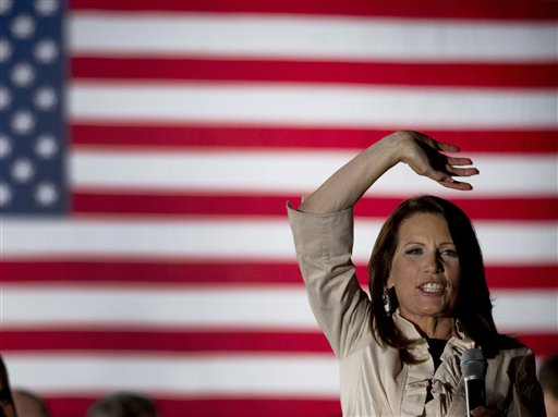 U.S. Rep. Michele Bachmann, R-Minn., waves to the crowd during a welcome home event in her hometown of Waterloo, Iowa Sunday, June 26, 2011. Bachmann said Sunday her bid to unseat President Barack Obama shouldn't be viewed as "anything personal" against the Democrat. (AP Photo/Charlie Riedel) (AP)