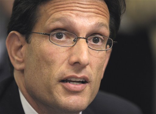 House Majority Leader Eric Cantor of Va., speaks to reporters on Capitol Hill in Washington, Monday, July 11, 2011, as debt talks continued. (AP/Susan Walsh)