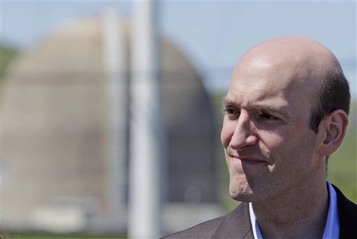 FILE - In this May 10, 2011, file photo Gregory Jaczko, chairman of the Nuclear Regulatory Commission, listens to a questions from media after touring the Indian Point Energy Center in Buchanan, N.Y.  Jaczko is facing harsh critiques come from the Nuclear Regulatory Commission's inspector general's report, released in June 2011, which said he intimidated staff members who disagreed with him and withheld information from members of the commission to gain their support. President Barack Obama put the former aide to Senate Majority Leader Harry Reid, the Nevada Democrat who is Yucca's leading opponent, at the helm of the agency in May 2009. (AP Photo/Seth Wenig, File) (AP)