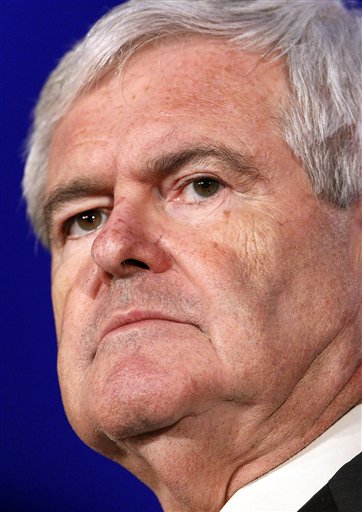 FILE - In this June 16, 2011 file photo, Republican presidential hopeful, former House Speaker Newt Gingrich speaks at the Republican Leadership Conference in New Orleans. Gingrich's top two fundraising advisers resigned Tuesday, June 21, 2011, and officials said the Republican candidate's hobbling presidential campaign carried more than $1 million in debt. The departures were the latest blow for the former House speaker who watched 16 top advisers abandon his campaign en masse earlier in June. (AP Photo/Patrick Semansky, File) (AP)