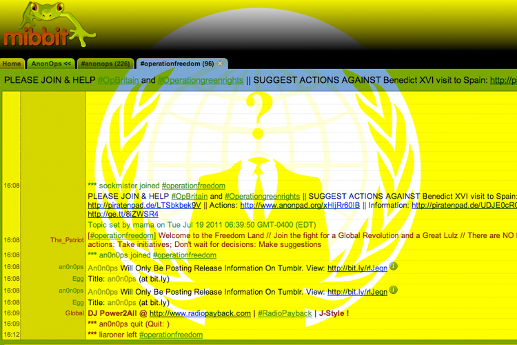 If you're looking to find one of the LulzSec hackers, look no further than the Anonymous chat network (shown above)