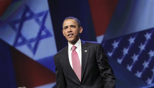 President Barack Obama arrives to speak at the American Israel Public Affairs Committee (AIPAC) convention in Washington, Sunday, May 22, 2011, after a contentious couple of days this week when he clashed publicly with Israeli Prime Minister Benjamin Netanyahu over ideas for a permanent Palestinian state. (AP Photo/J. Scott Applewhite) (AP)