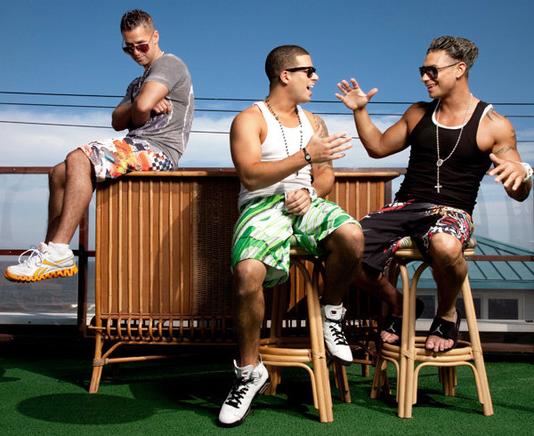 The Situation, Vinny, and Pauly D. in happier times on "The Jersey Shore."