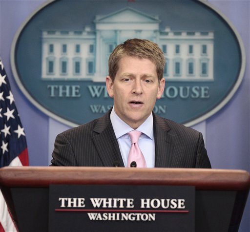 White House Press Secretary Jay Carney speaks during his daily news briefing at the White House in Washington, Monday, July, 18, 2011. (AP Photo/Pablo Martinez Monsivais) (AP)