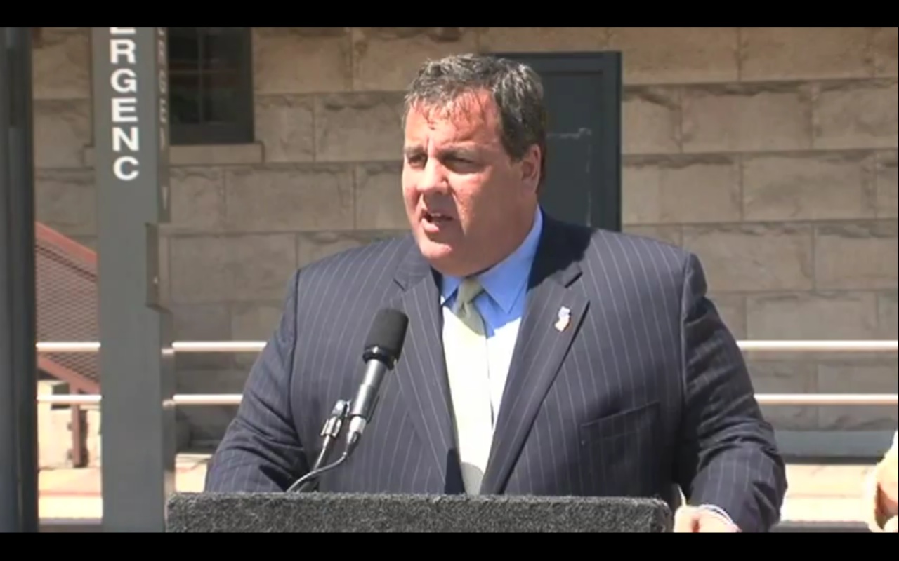 Gov. Chris Christie addresses reporters on the appointment of Superior Court Judge Sohail Mohammed