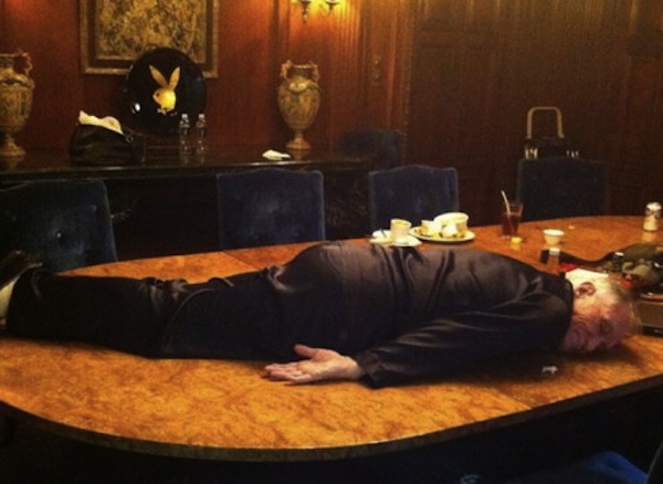 Is Hugh Hefner planking or should someone call a doctor?
