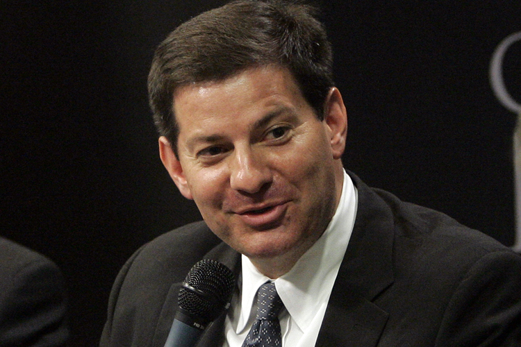 FILE - In this April 19, 2010 file photo, Mark Halperin, center, political analyst and Editor-at-Large for "Time" magazine, is shown during at National Media Symposium in the Oklahoma City National Memorial Center for Education & Outreach,  in Oklahoma City. MSNBC suspended political analyst Halperin for an off-color remark about President Barack Obama on "Morning Joe" Thursday, June 30, 2011. (AP Photo/Sue Ogrocki, file) (Sue Ogrocki)