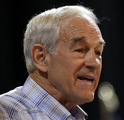 U.S. Rep. Ron Paul, R-Texas, speaks during the Iowa Republican Party's Straw Poll, Saturday, Aug. 13, 2011, in Ames, Iowa. (AP Photo/Charlie Neibergall) (AP)