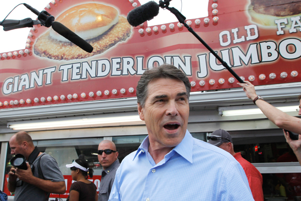 Rick Perry at the Iowa State Fair on Monday.