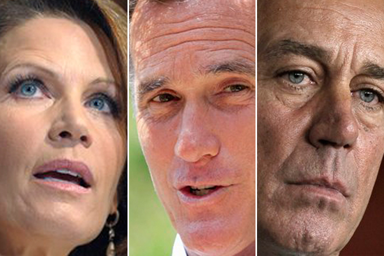 Michele Bachmann, Mitt Romney and John Boehner