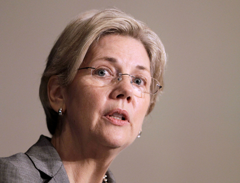 FILE - In this April 11, 2011, file photo, Elizabeth Warren, then-assistant to the President, speaks during a summit on consumer protection by the National Association of Attorneys General in Charlotte, N.C.  The consumer advocate Warren is jumping into the Massachusetts race against Republican Sen. Scott Brown. (AP Photo/Chuck Burton) (Chuck Burton)