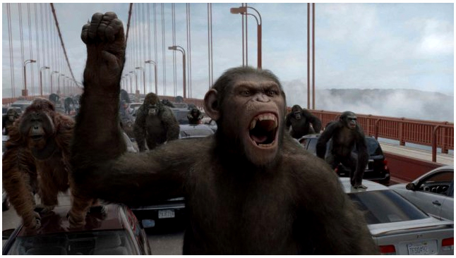 A still from "Rise of the Planet of the Apes"