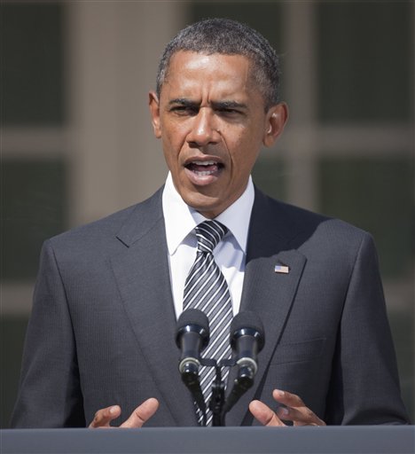 FILE - In this Aug. 31, 2011 file photo, President Barack Obama speakst in the Rose Garden of the White House in Washington. President Barack Obama is sacking a controversial proposed regulation tightening health-based standards for smog, bowing to the demands of congressional Republicans and some business leaders. In a statement Friday, Obama said he had ordered Environmental Protection Agency administrator Lisa Jackson to withdraw the proposal, in part because of the importance of reducing regulatory burdens and uncertainty for businesses at a time of rampant uncertainty about an unsteady economy.  (AP Photo/Evan Vucci, File) (AP)