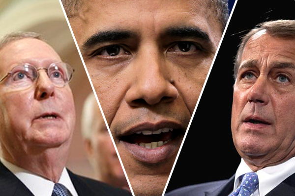 Mitch McConnell, Barack Obama and John Boehner