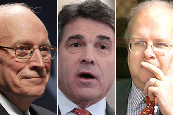 Dick Cheney, Rick Perry and Karl Rove