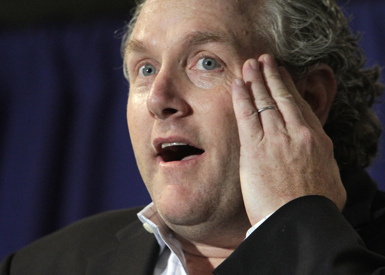 Conservative activist Andrew Breitbart, who runs BigGovernment.com, addresses a news conference prior to U.S. Rep. Anthony Weiner, D-N.Y.,, in New York, Monday, June 6, 2011. After days of denials, a choked-up New York Democratic Rep. Anthony Weiner confessed Monday that he tweeted a bulging-underpants photo of himself to a young woman and admitted to "inappropriate" exchanges with six women before and after getting married. (AP Photo/Richard Drew) (Richard Drew)