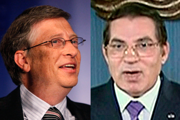 Bill Gates and former Tunisian President Zine el Abidine Ben Ali.
