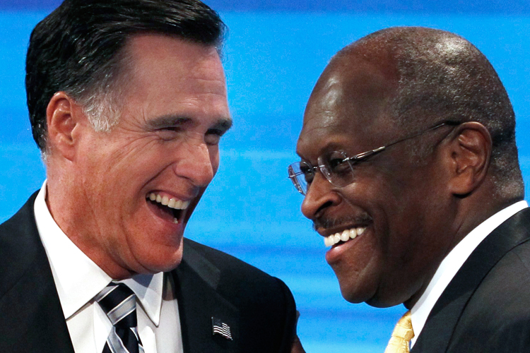 Mitt Romney and Herman Cain (Reuters/Scott Audette)