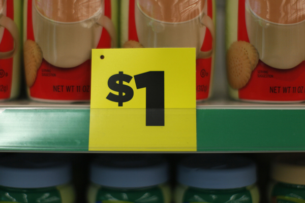 A price sign is displayed at a Dollar General store in Arvada, Colorado (Rick Wilking / Reuters)