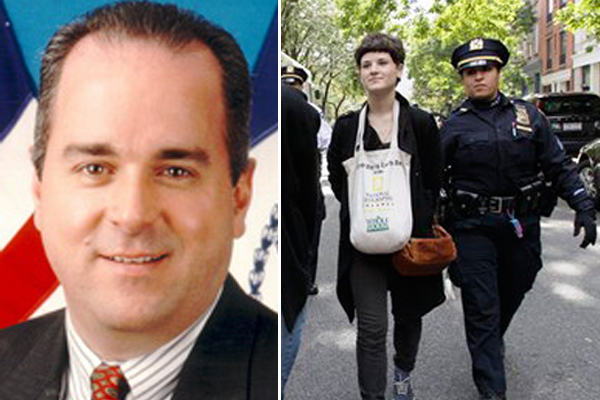 Ed Mullins, left, and an Occupy Wall Street arrest. (AP)