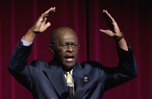 Republican Presidential candidate, Herman Cain campaigns in Talladega, Ala., Friday, Oct. 28, 2011. (AP Photo/Dave Martin) (AP)