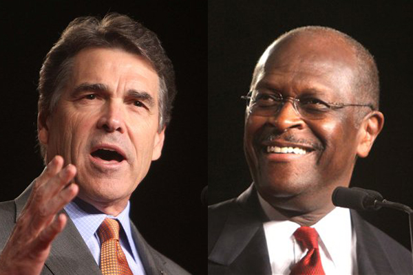Rick Perry and Herman Cain (AP)