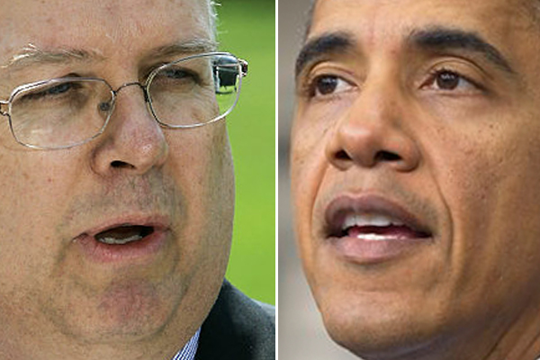 Karl Rove and Barack Obama (AP)
