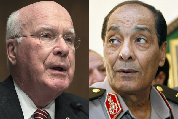 Sen. Patrick Leahy, left, and Field Marshal Mohamed Hussein Tantawi, head of Egyptian armed forces (AP/Reuters)