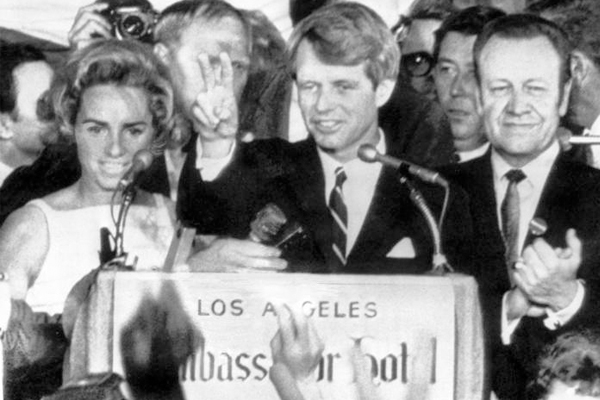 Robert Kennedy after winning the California primary in June 1968, shortly before his assassination.