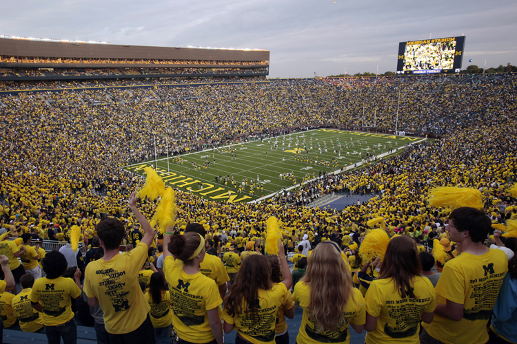 Michigan Stadium is seen before the start of the NCAA college football game between Michigan and Notre Dame  in Ann Arbor, Michigan September 10, 2011. (Rebecca Cook / Reuters)