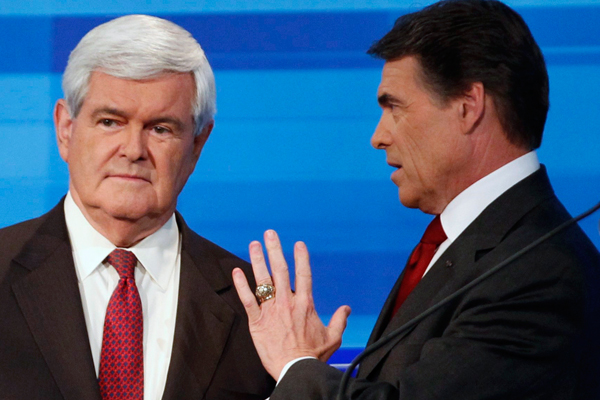 Newt Gingrich and Mitt Romney (Reuters/Scott Audette)