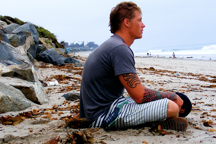 John Needham watches the waves at San Clemente State Beach. (Michael de Yoanna)