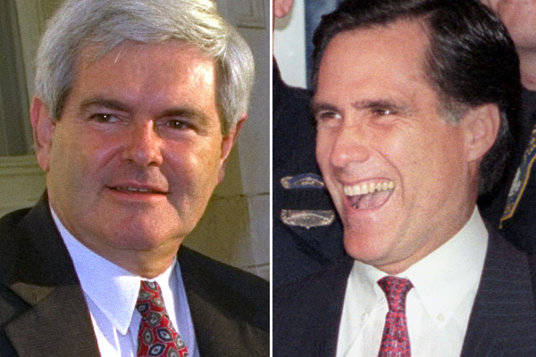 Newt Gingrich and Mitt Romney in 1994. (AP/Reuters)