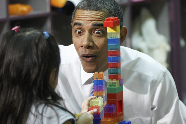 President Barack Obama visits a Head Start Center in Yeadon, Pa. (AP/Charles Dharapak)
