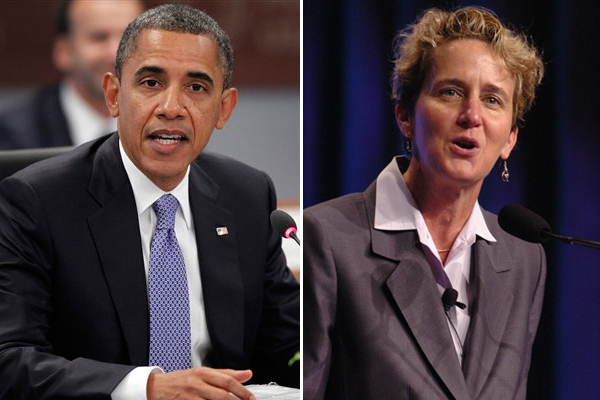 Barack Obama and SEIU president Mary Kay Henry (AP/SEIU)