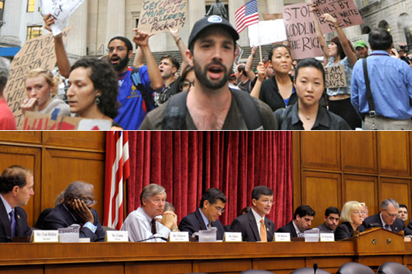 Occupy Wall Street Protesters, top, and the Joint Select Committee on Deficit Reduction (AP)