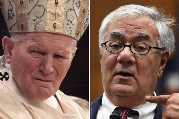 Pope John Paul II and Barney Frank (AP)