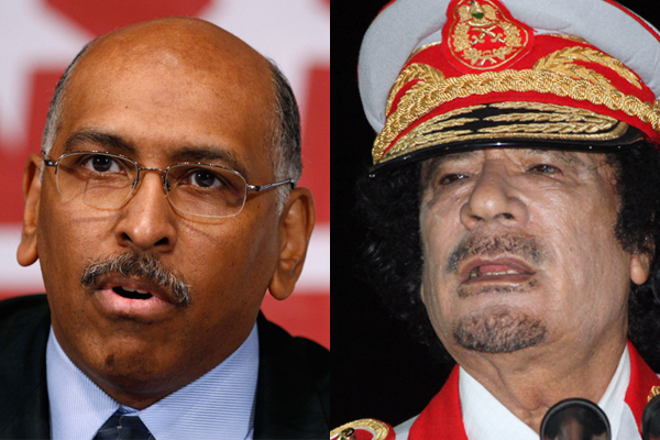 Michael Steele and Moammar Gadhafi (Reuters/AP)