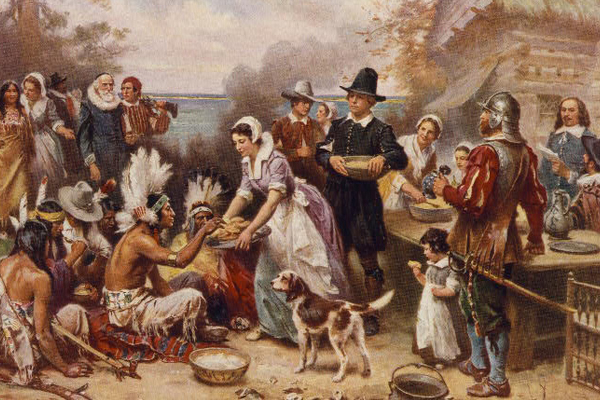 Jean Leon Gerome Ferris' "The First Thanksgiving 1621" (Library of Congress)
