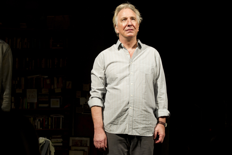 Alan Rickman appears at the curtain call for the opening night performance of the Broadway play "Seminar," on Nov. 20, 2011. (AP/Charles Sykes)