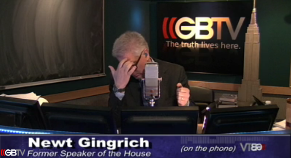 Glenn Beck, being filibustered by Newt Gingrich (GBTV.com)