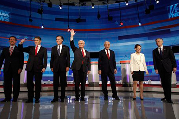 Rick Santorum, Rick Perry, Mitt Romney, Newt Gingrich, Ron Paul, Michele Bachmann and Jon Huntsman (AP)