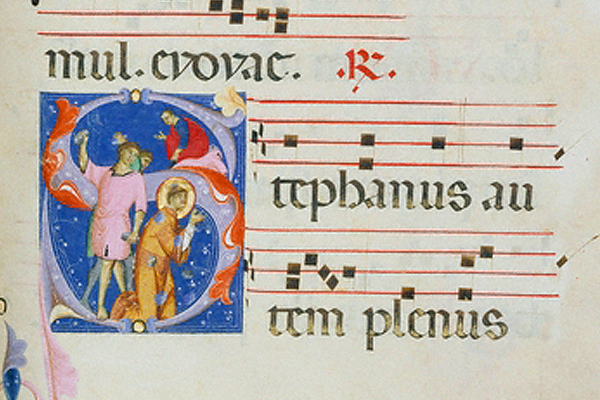 Detail from "Initial S: The Stoning of Saint Stephen, late 13th century." Creator: Master of Gerona (Italian, active about 1300). (The J. Paul Getty Museum, Los Angeles, Ms. Ludwig VI 6, fol. 193)
