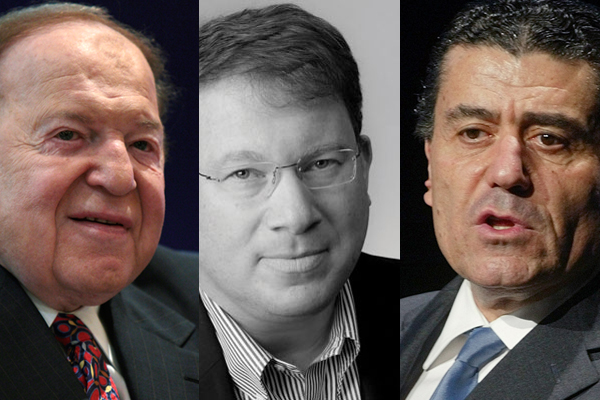 Sheldon Adelson, Jeffrey Goldberg, Haim Saban (Reuters/columbiacurrent.org)